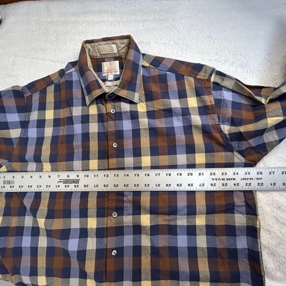 Patrick James Viyella Mens Checkered Long Sleeve Shirt XL Cotton Wool Casual - Picture 6 of 7